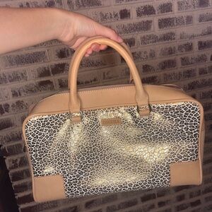 Consuela Leopard Print Handbag with Tan Accents